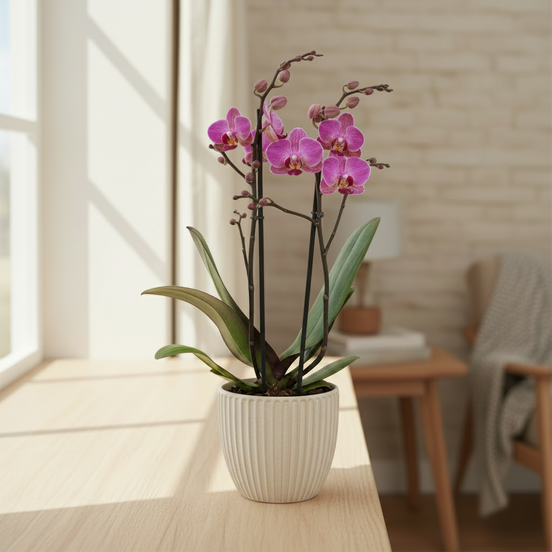 Black Cherry Twin-Spiked Potted Orchid