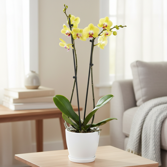 Lemon Sorbet Twin-Spiked Potted Orchid