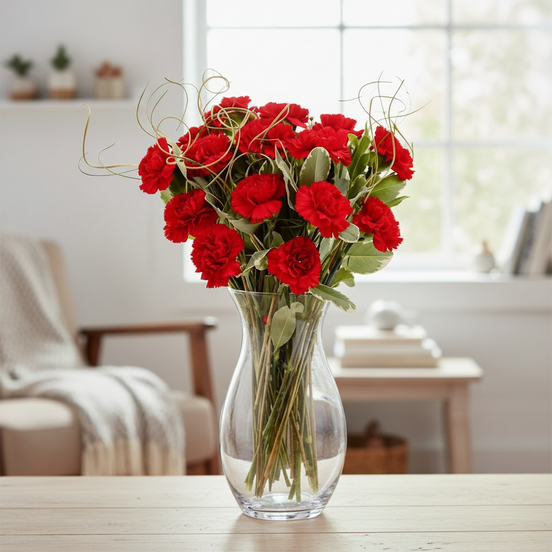 Classic Rich Red Carnation Bouquet