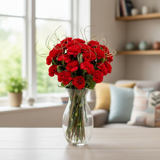 Deluxe Rich Red Carnation Bouquet